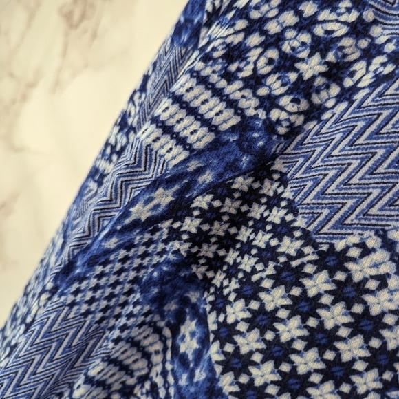 Catherines Shirt Womens 3X 26 28 Blue Blouse Popover Gingham Patchwork Picnic - Picture 8 of 11